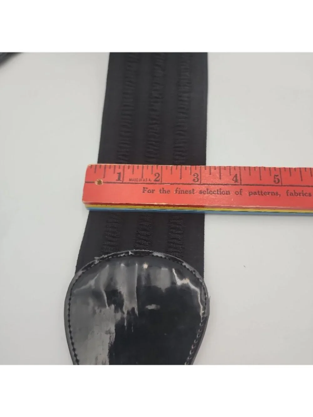 Patent Leather Glossy Black Wide Belt Size S M Elastic Fits 30-33